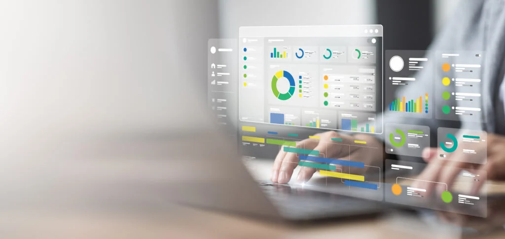 Expert presentation shows marketing strategy resource overview via infographic pie chart graph datum tracking indicator statistic report business ai